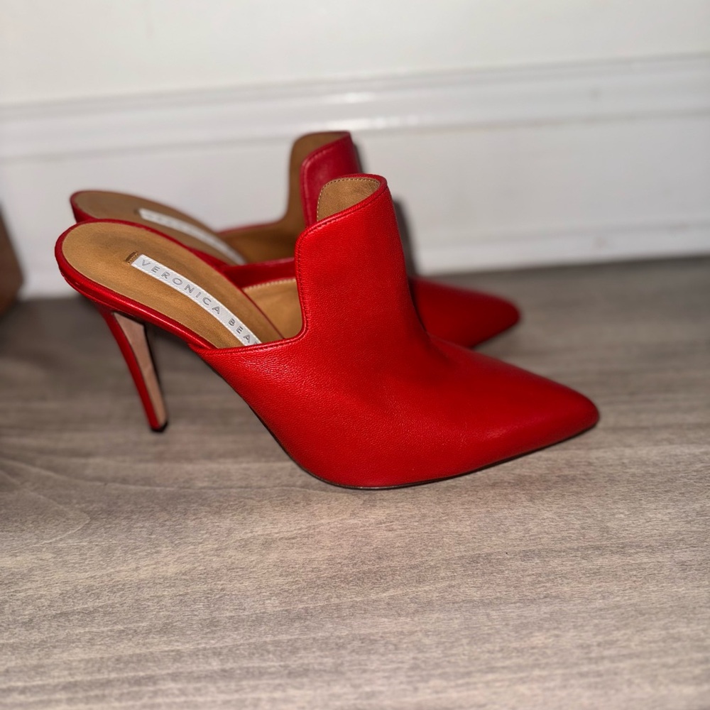 Veronica Beard Scarlet Red Mules